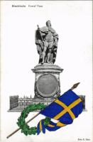Stockholm, Gustaf Vasa / monument, Swedish flag. Foto R. Matz (fl)