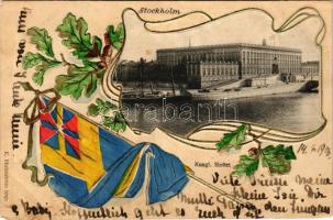 1903 Stockholm, Kungl. Slottet / royal palace. K. Holström Art Nouveau, floral, Emb. frame (wet dama...