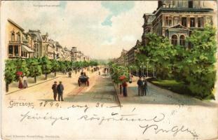 1899 Göteborg, Gothenburg; Kungsportsavenyen / street view. litho (worn corners)
