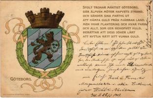 1903 Göteborg, Gothenburg; Axel Eliassons Konstförlag Art Nouveau litho coat of arms (fl)