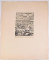 1934 Törökök és magyarok harcát ábrázoló csatajelenet, várostrom, papír, rézmetszet, foltos, kis gyű...