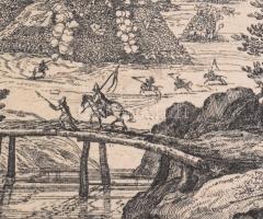 1934 Törökök és magyarok harcát ábrázoló csatajelenet, várostrom, papír, rézmetszet, foltos, kis gyű...