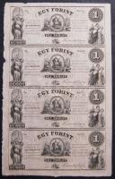 Emigrációs "Kossuth-bankók" 18.. 1Ft A,B,C,D + 5Ft D,E,F mindkettő összefüggő 4-es és 3-as ívben" T:I