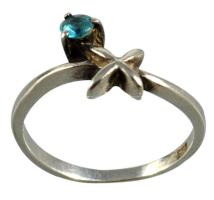 Ezüst (Ag) gyűrű kék kő berakással, jelzett, 1999 utáni fémjel, 925 ezrelékes ezüst, m:51, bruttó 1,67g