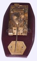 Bronz tank makett, bevont fa talapzaton, makett 20x8 cm