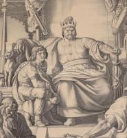 1867 Than Mór (1828-1899): Attila lakomája, kőre rajzolta Marastoni József (1834-1895), az Országos ...