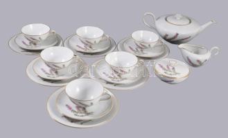 Hutschenreuther "Favorit" tojáshéj porcelán kávés készlet, süteményes tányérokkal, 21 részes, teljes, jelzett, hibátlan.