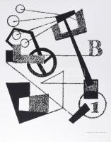 Bortnyik Sándor: Rajz a MA-ból. Szitanyomat. Készítette 1979-ben 130 példányban a Pesti Műhely: Bak Imre, Fajó János és Nádler István. Összeáll. Fajó János. 56x47 cm