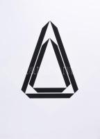 Kocsis Imre (1937-1991): Geometrikus kompozíció (Cím nélkül), 1973. Szitanyomat, papír. Jelzett a hátoldalán. 41x41 cm