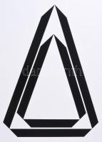 Kocsis Imre (1937-1991): Geometrikus kompozíció (Cím nélkül), 1973. Szitanyomat, papír. Jelzett a há...