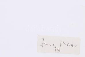 Kocsis Imre (1937-1991): Geometrikus kompozíció (Cím nélkül), 1973. Szitanyomat, papír. Jelzett a há...