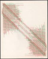 Albert Zsuzsa (Bak Imréné, 1954-): Geometrikus kompozíció (cím nélkül), 1982. Szitanyomat, papír, jelzett. 27x16 cm.