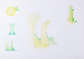 Laura di Tullio (-): Geometrikus formák. Ceruza, papír, jelzett. 33x48 cm