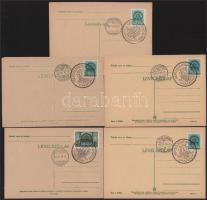 1940 Erdély, 5 db "Sepsiszentgyörgy visszatért" bélyegzés levelezőlapokon