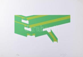Jan Wilhelm van Dycken (1949-): Geometrikus kompozíció. Szitanyomat, papír. Jelzett. Számozott (100/84). 20x40 cm