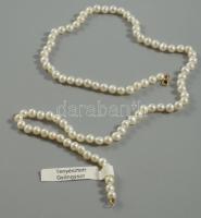 Tenyésztett édesvízi gyöngysor, arany 14k arany (Au) kapoccsal, jelzett, h: 58 cm