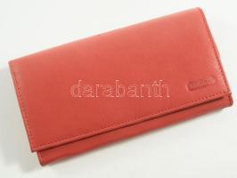 Piros bőr pénztárca, 9,5x17 cm