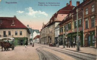 Nagyszeben market and Sarkantyú street with the shop of Ludwig Fuchs (Rb)