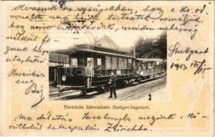 1903 Stuttgart, Elektrische Zahnradbahn Stuttgart-Degerloch / electric rack railway, train. Art Nouv...
