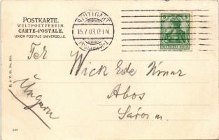 1903 Stuttgart, Elektrische Zahnradbahn Stuttgart-Degerloch / electric rack railway, train. Art Nouv...