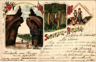 1899 Hisarya, Hisar; Souvenir de Hissar / Bulgarian folklore, gate. Art Nouveau, floral, litho (EK)