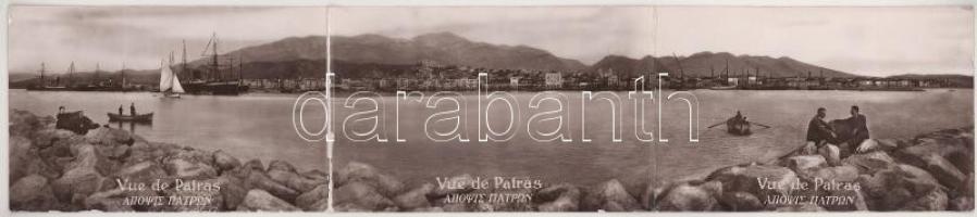 Patras, Pátra; 3-tiled folding panoramacard (worn at fold)