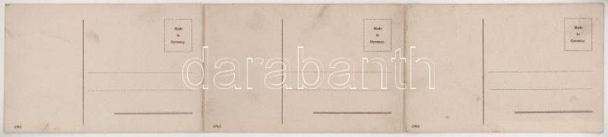 Patras, Pátra; 3-tiled folding panoramacard (worn at fold)