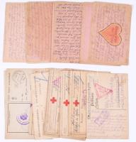 22 db vegyes tábori posta levelezőlap, közte rajzos, illetve hadifogoly levelezőlap is