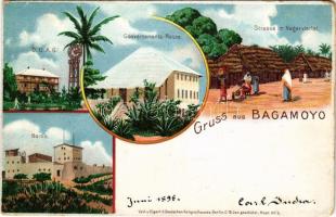 1898 Bagamoyo, Deutsch-Ost-Afrika, D.O.A.G., Boma, Gouvernements-Messe, Strasse im Negerviertel / Ge...