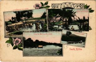 South Africa, South Afrika; On the banks of a South African River, Crossing the Crocodile River, Cro...