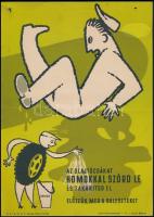 cca 1960-1970 "Az olajtócsákat homokkal szórd le és takarítsd fel. Előzzük meg a baleseteket", propaganda villamosplakát, kis szakadással és kis lyukkal, hajtásnyommal, foltos, 29x21 cm