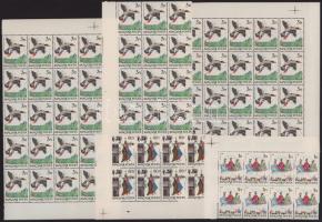 1965 Mese (III.) 80f és 1Ft ívsarki 8-as tömbben + 3Ft ívsarki 25-ös, 20-as és 12-es tömbben