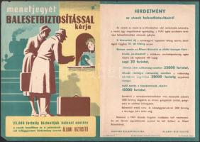 cca 1960-1970 "Menetjegyét balesetbiztosítással kérje", MÁV - Állami Biztosító reklám plakát, szakadásokkal, egy sarkán hajtásnyommal, 24x33 cm