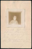 1917 K. u. K. Gebirgskanonenbatterie 6/4. (hegyi tüzérüteg) tábori posta levelezőlap felragasztott fényképpel