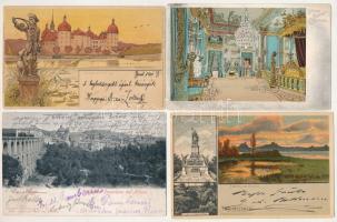 57 db RÉGI (1905 előtti) külföldi város képeslap, közte lithok / 57 pre-1905 foreign town postcards, with lithos