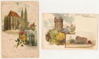 57 db RÉGI (1905 előtti) külföldi város képeslap, közte lithok / 57 pre-1905 foreign town postcards,...