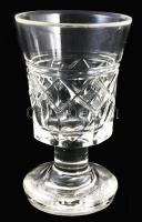 Kristály gyümölcspárlatos pohár garnitúra, 6 darab, hibátlan, m: 15,5 cm