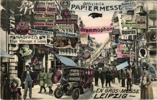 Leipzig, Officielle Papiermesse / Official Paper Fair advertising postcard with shops (fa)