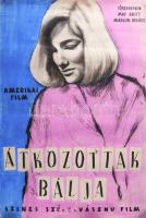 Rau Tibor (1934-2000): Átkozottak bálja, főszerepben: May Britt, Marlon Brando (filmplakát terv). Tempera, szén, papír. Jelezve középen jobbra. Feltekerve, hajtásnyomokkal, sérült, 70x50 cm.