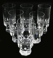 Kristály hatszemélyes boros garnitúra tálcán, kiöntővel, hibátlan, m: 12-18 cm