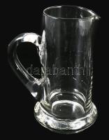 Kristály hatszemélyes boros garnitúra tálcán, kiöntővel, hibátlan, m: 12-18 cm