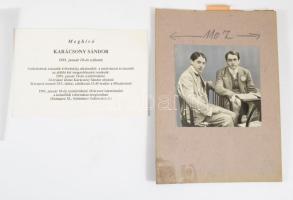 ca 1940 Karácsony Sándor (1891-1952) író emléke 2 db eredeti fotó 23x17 cm, 7x9 cm, + 6 sokszorosíto...