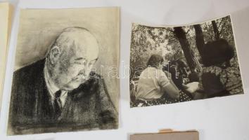 ca 1940 Karácsony Sándor (1891-1952) író emléke 2 db eredeti fotó 23x17 cm, 7x9 cm, + 6 sokszorosíto...