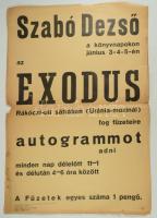 ca 1930 Szabó Dezső Exodus c. könyvének dedikálása plakát 30x45 cm + A műről szóló későbbi újságcikk