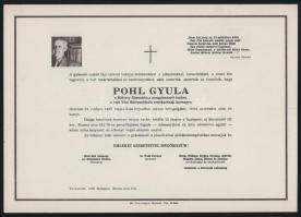 1983, 2009 Pohl Gyula a Kölcsey Gimnázium tanárának és Melis György művész halotti értesítője