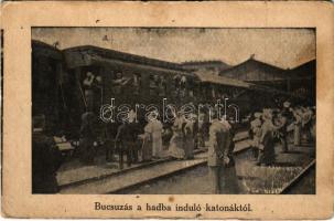 1914 Búcsúzás a hadba induló katonáktól. Kiadja Jurányi és Társa / WWI Austro-Hungarian K.u.k. milit...