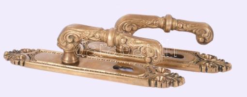 2 darab bronz zárcímer és kilincs, m: 23 cm