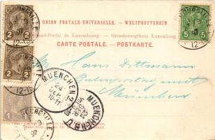 1896 Luxembourg, Luxemburg; Vallée de la Petrusse. J. M. Bellwald / viaduct, train, general view (EB...