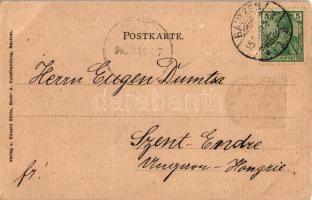 1902 Bautzen, Kriegerdenkmal / military monument. Eduard Rühls Art Nouveau, floral, litho frame with...