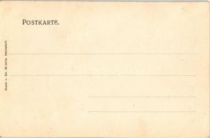 1902 Loket, Elbogen; Druck v. Ed. Strache Art Nouveau, litho frame with German flag (EK)